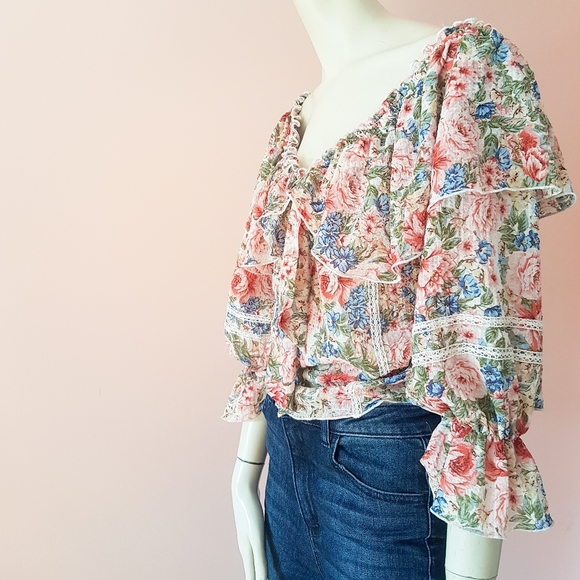 Romantic zara shirt - roses, lace and ruffles - Picture 9 of 11